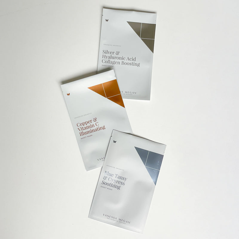 Silver, Copper & Blue Sheet Mask Trio [3 Pack]